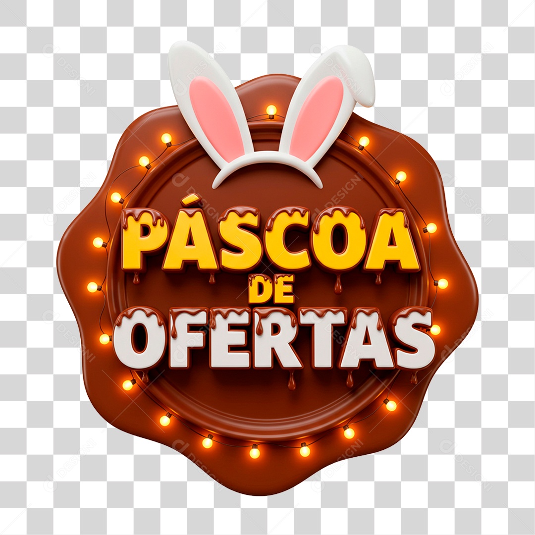 Selo 3D Páscoa de Ofertas PNG Transparente