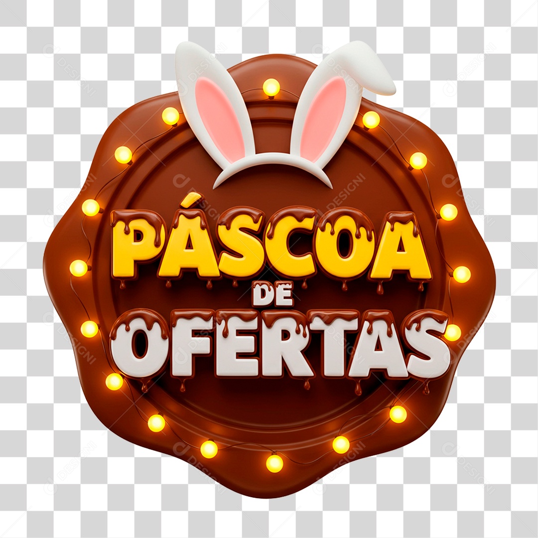 Selo 3D Páscoa de Ofertas PNG Transparente