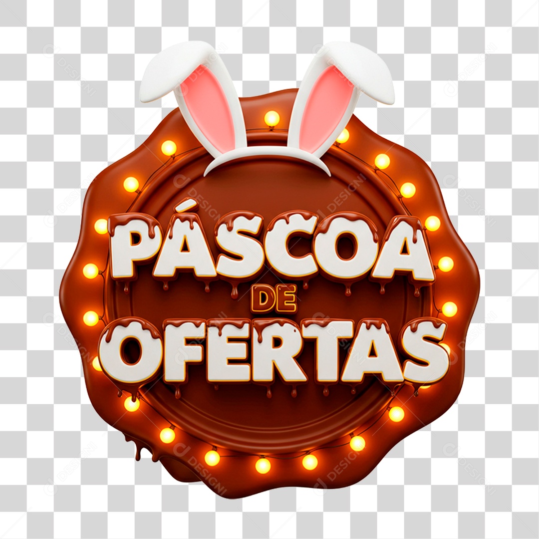 Selo 3D Páscoa de Ofertas PNG Transparente