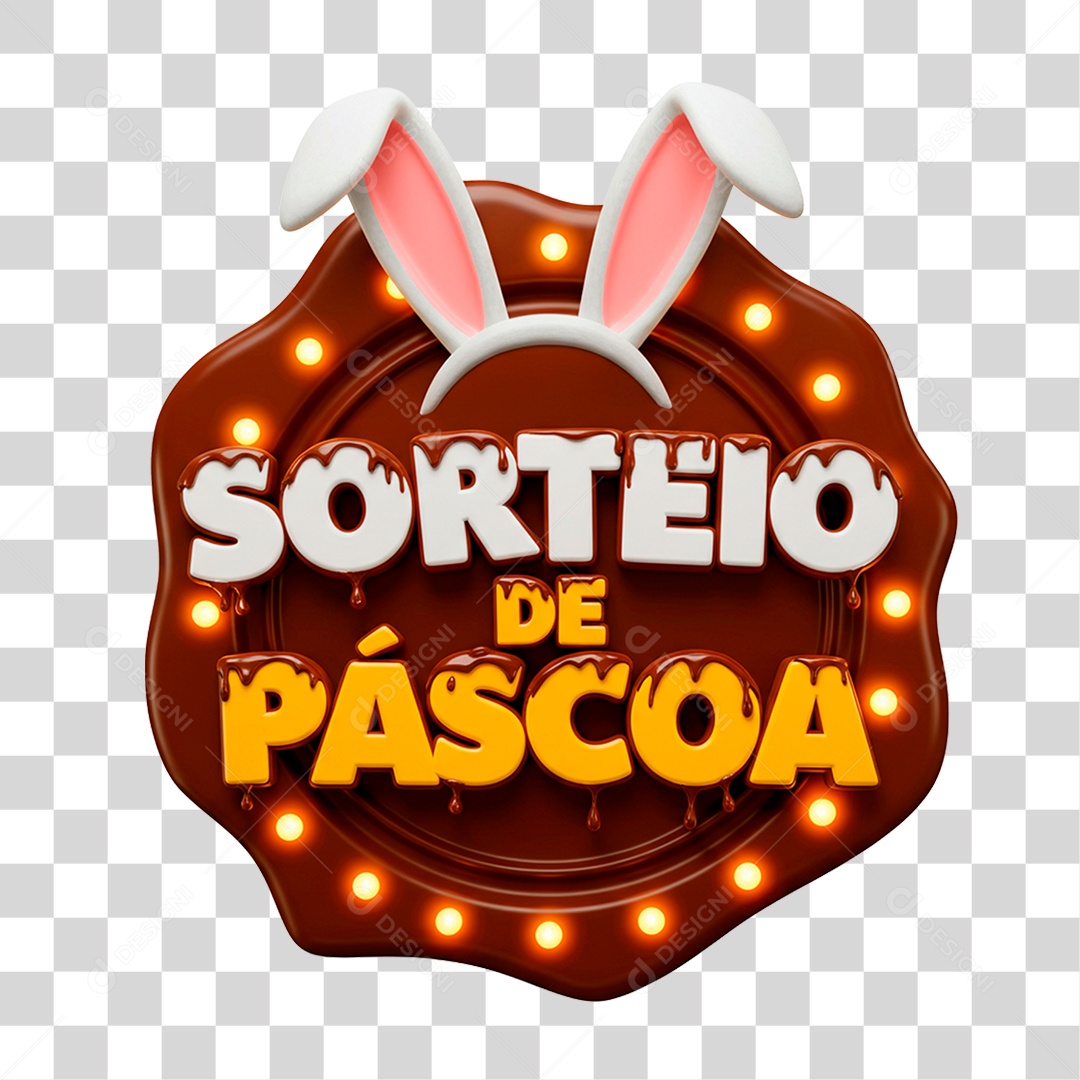 Selo 3D Sorteio de Páscoa PNG Transparente