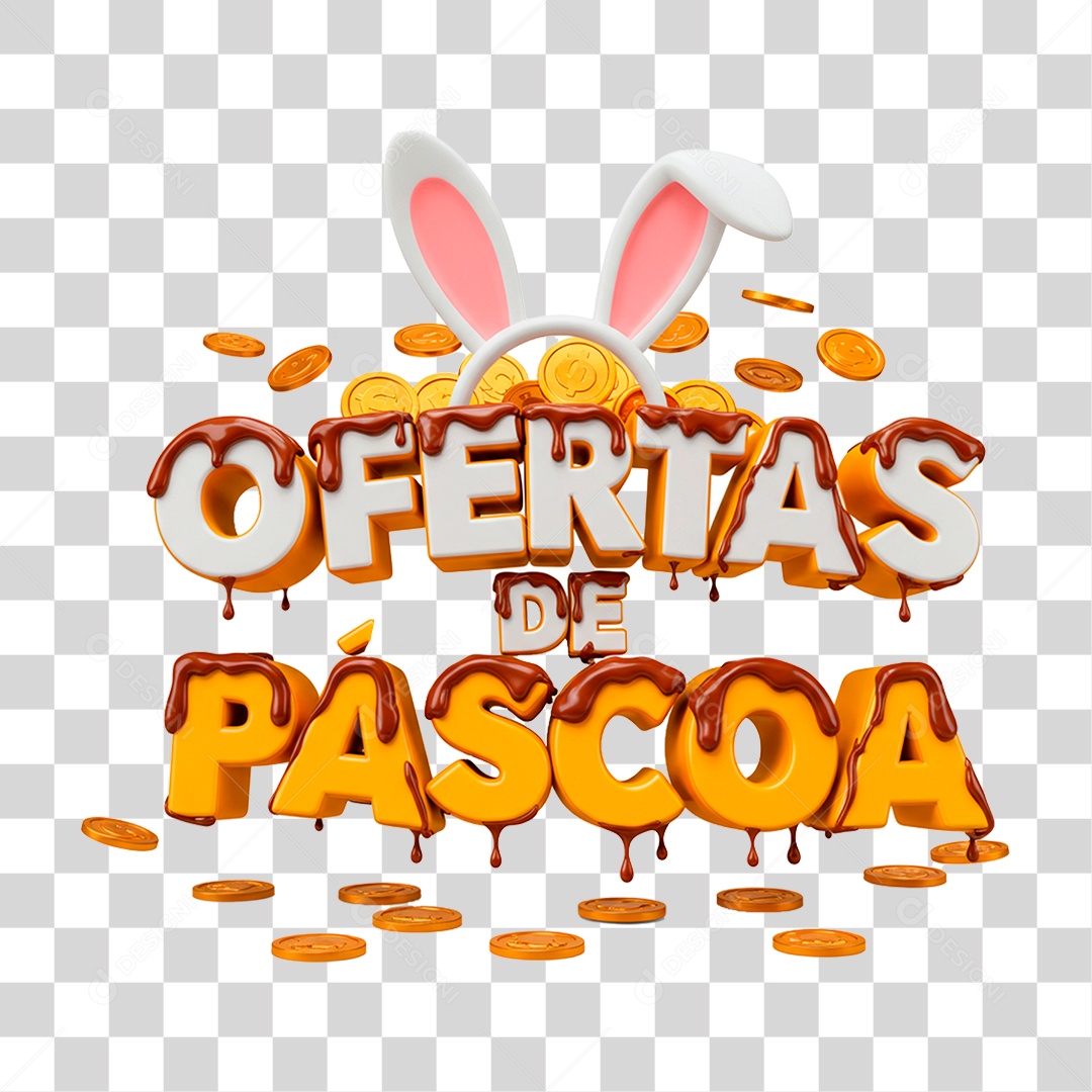 Selo 3D Ofertas Páscoa PNG Transparente