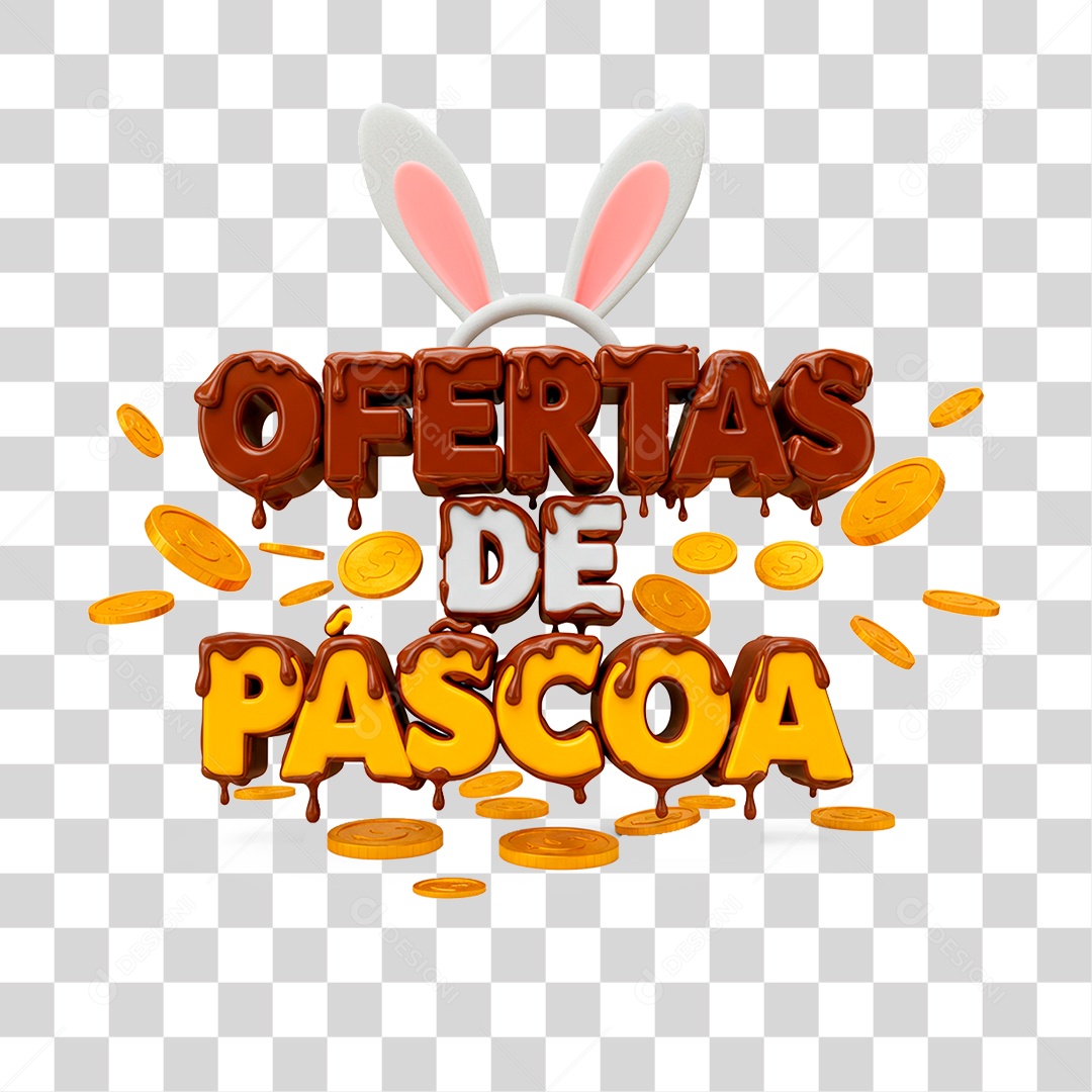 Selo 3D Ofertas de Páscoa PNG Transparente