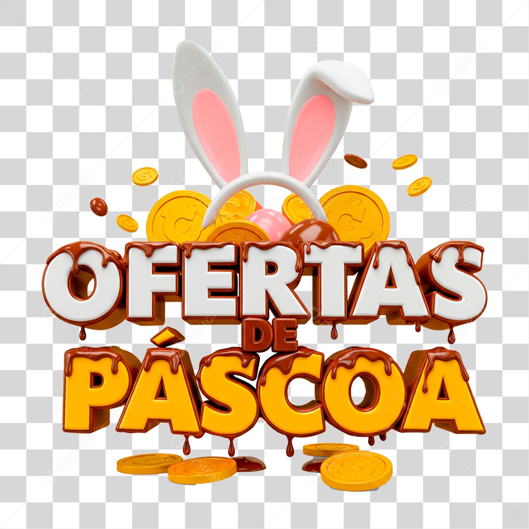 Selo 3D Ofertas de Páscoa PNG Transparente