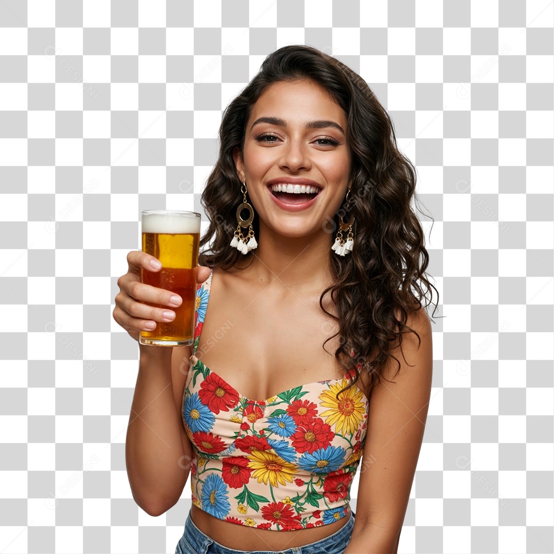 Mulher Segurando Garrafa de Bebida Alcoólica PNG Transparente