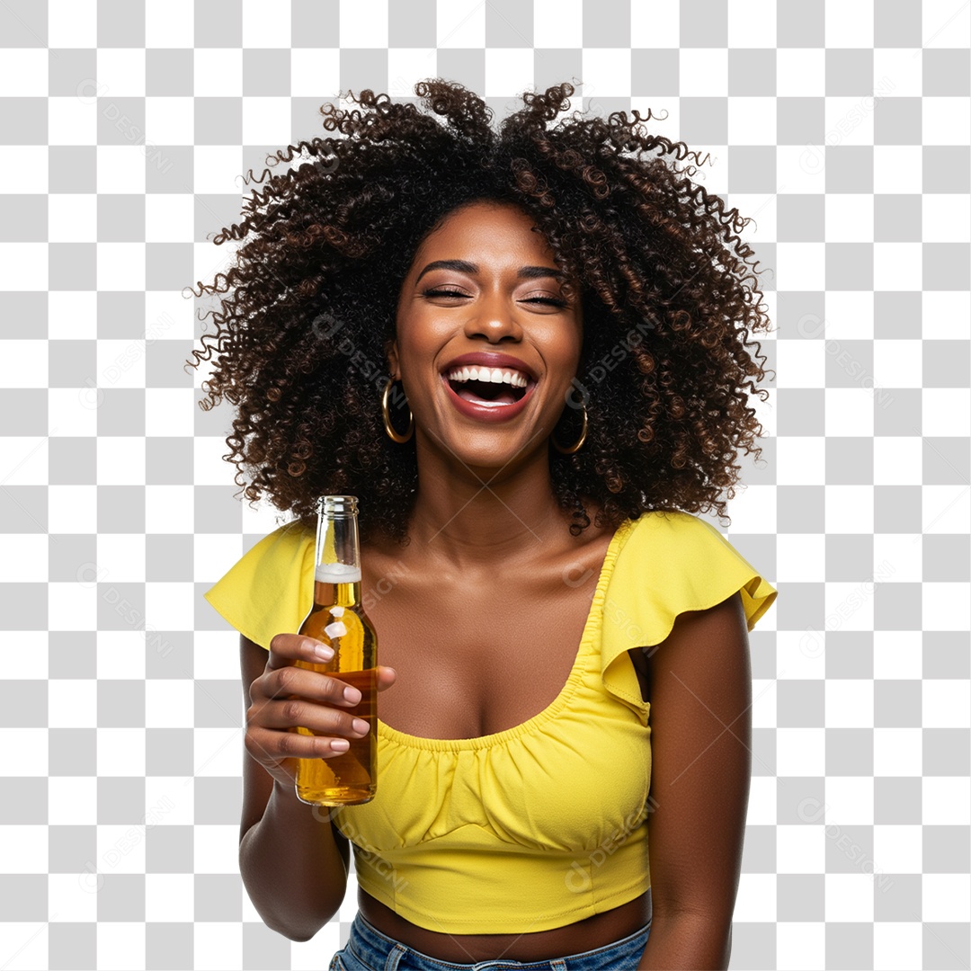 Mulher Segurando Garrafa de Bebida Alcoólica PNG Transparente