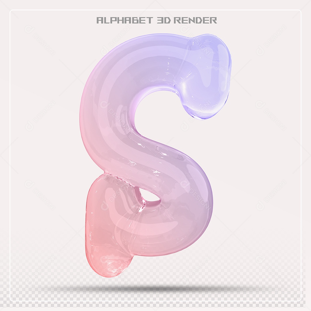 Elemento 3D Letra S Colorida Para Composição PSD