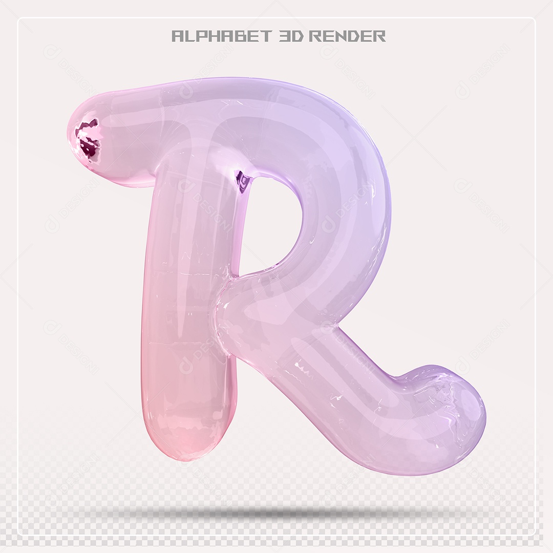 Elemento 3D Letra R Colorida Para Composição PSD