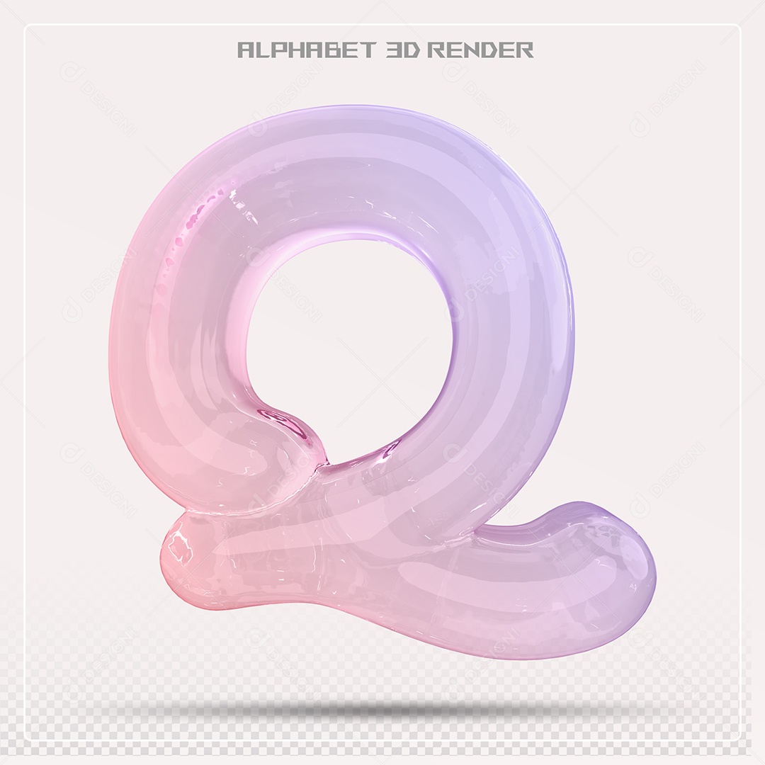 Elemento 3D Letra Q Colorida Para Composição PSD