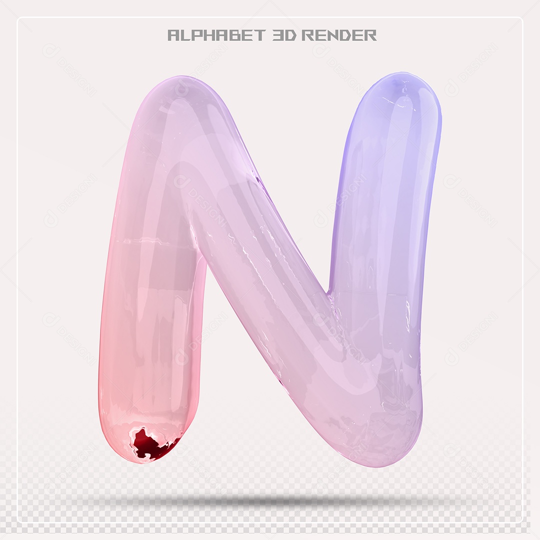 Elemento 3D Letra N Colorida Para Composição PSD