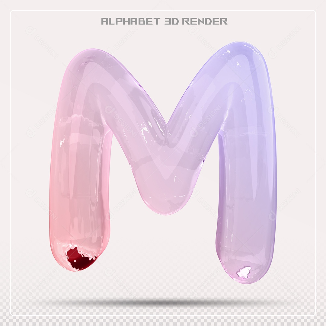 Elemento 3D Letra M Colorida Para Composição PSD