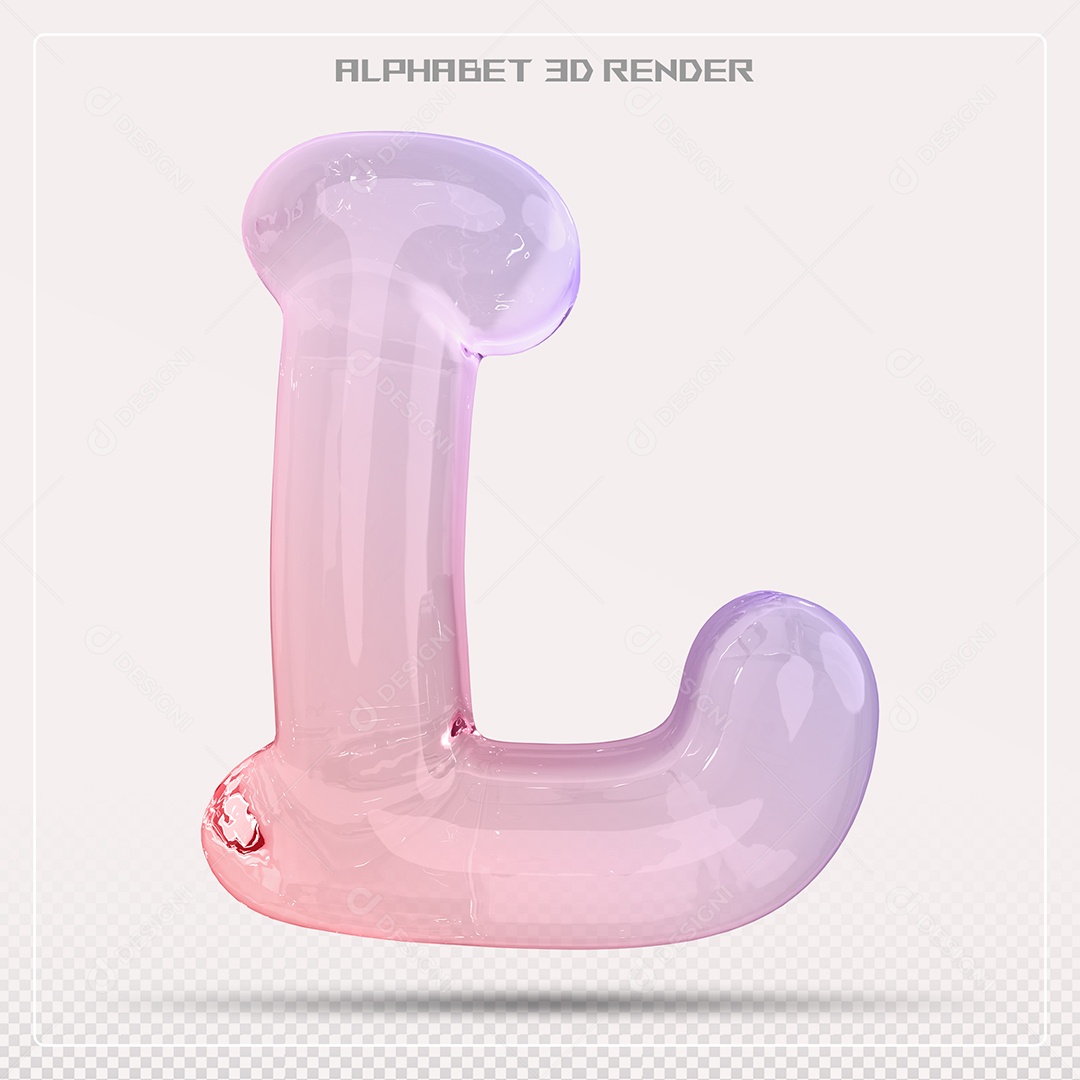 Elemento 3D Letra L Colorida Para Composição PSD