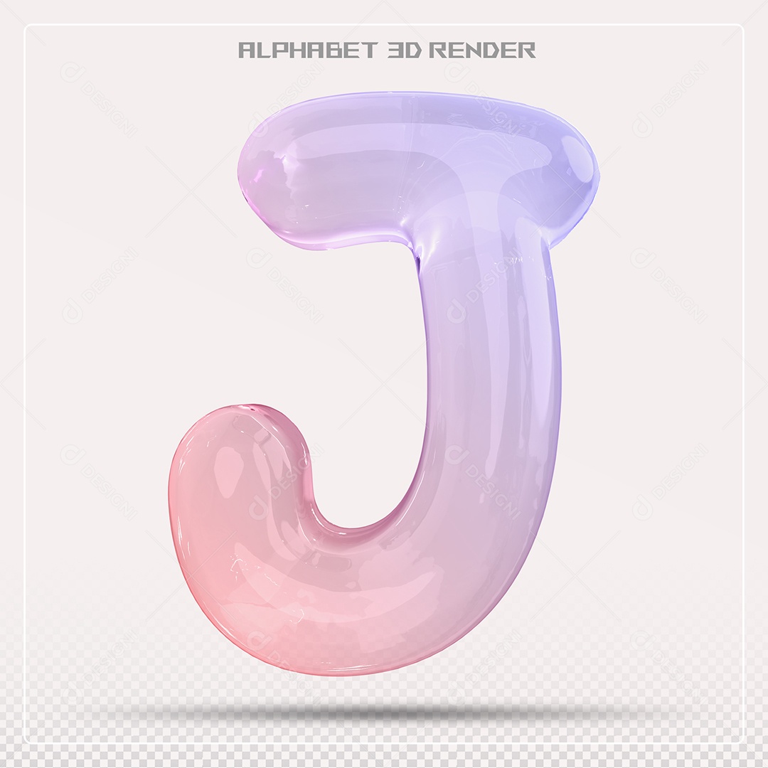 Elemento 3D Letra J Colorida Para Composição PSD