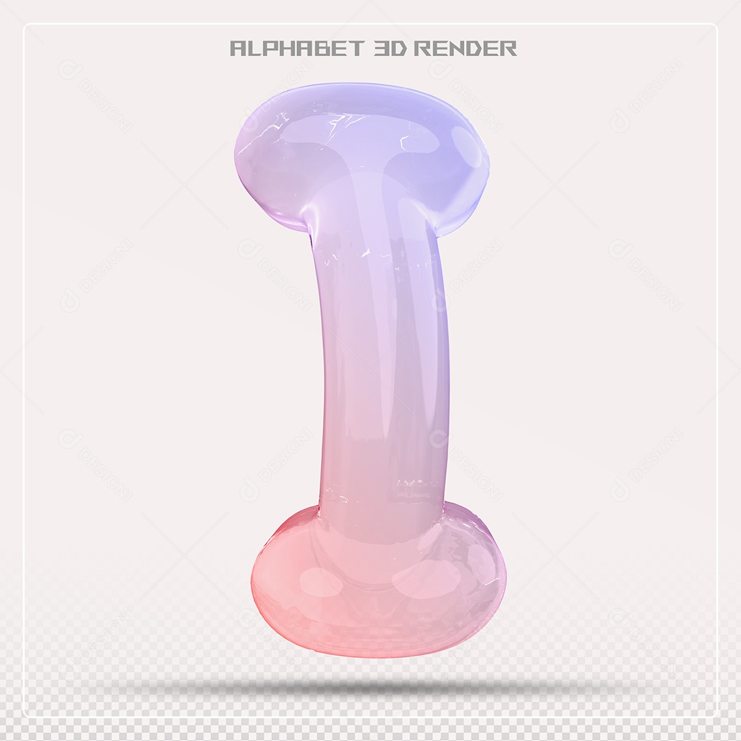 Elemento 3D Letra I Colorida Para Composição PSD