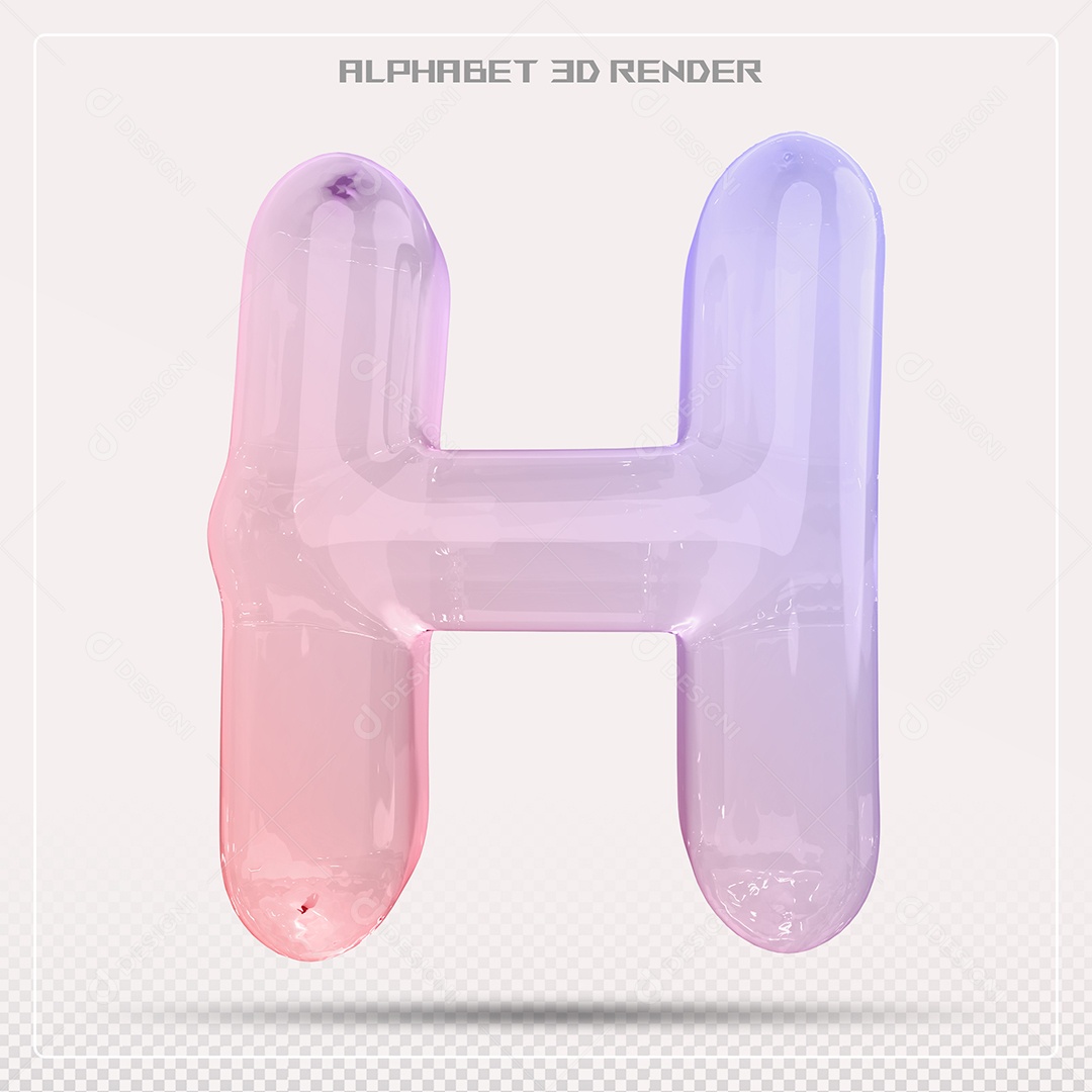 Elemento 3D Letra H Colorida Para Composição PSD