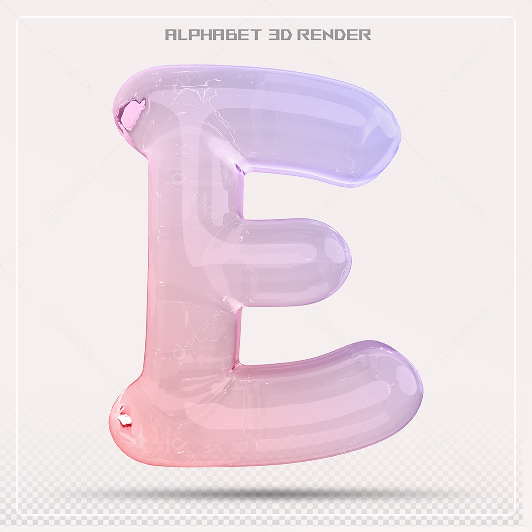 Elemento 3D Letra E Colorida Para Composição PSD