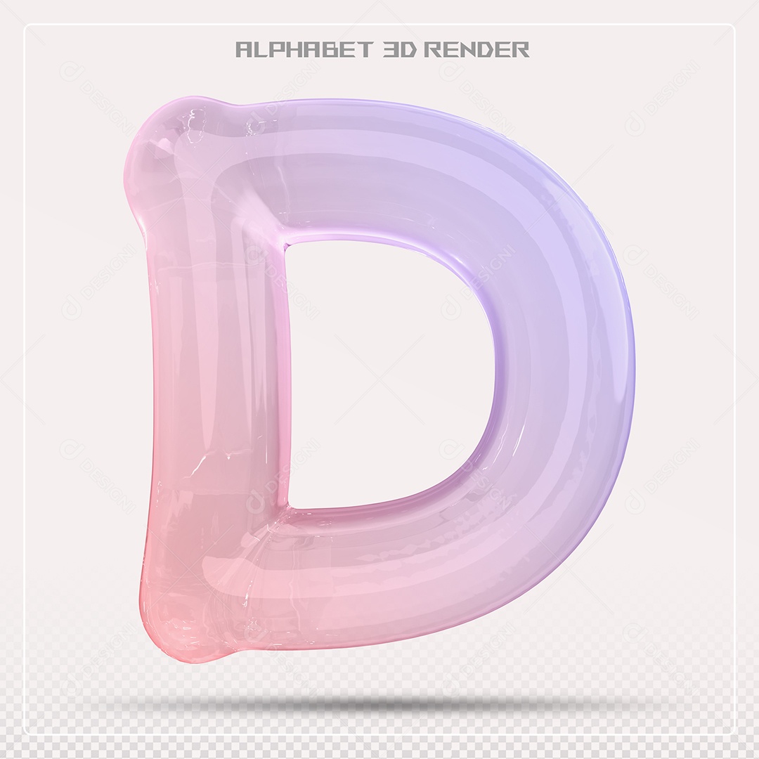Elemento 3D Letra D Colorida Para Composição PSD
