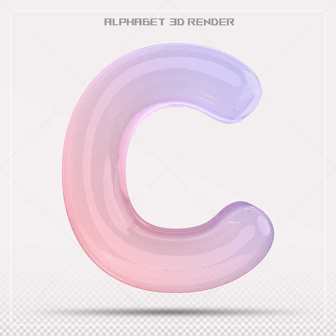 Elemento 3D Letra C Colorida Para Composição PSD