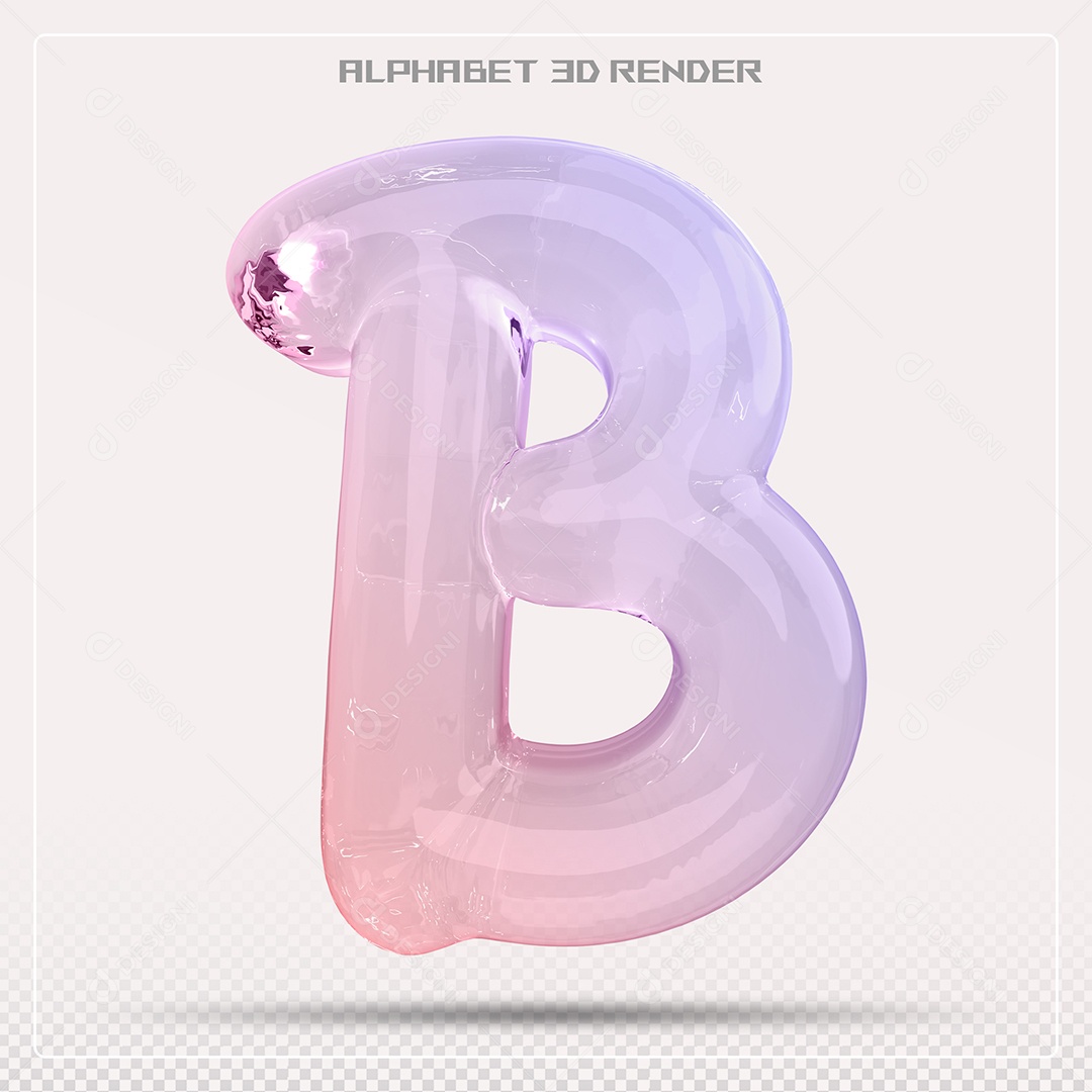 Elemento 3D Letra B Colorida Para Composição PSD