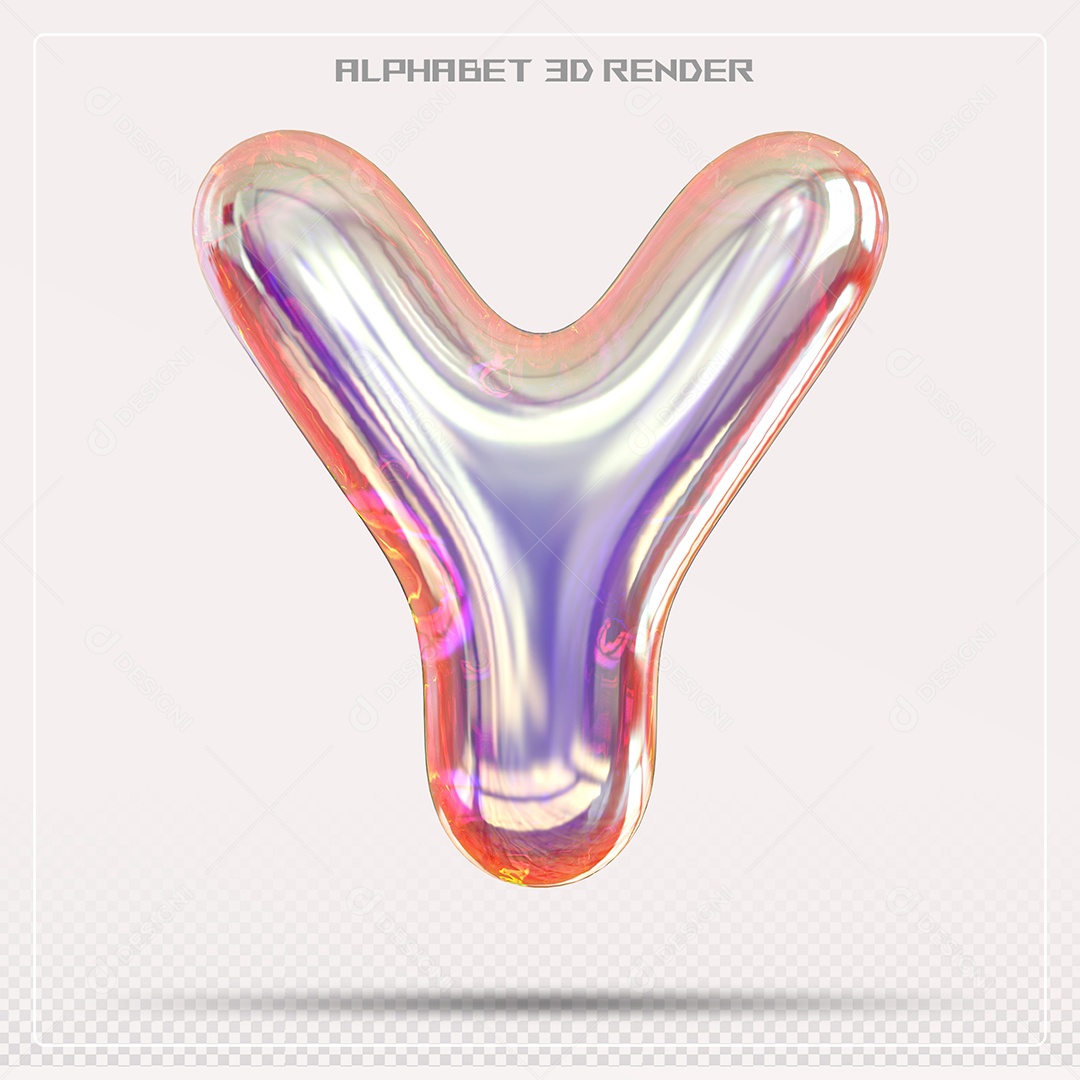 Elemento 3D Letra Y Colorida Para Composição PSD