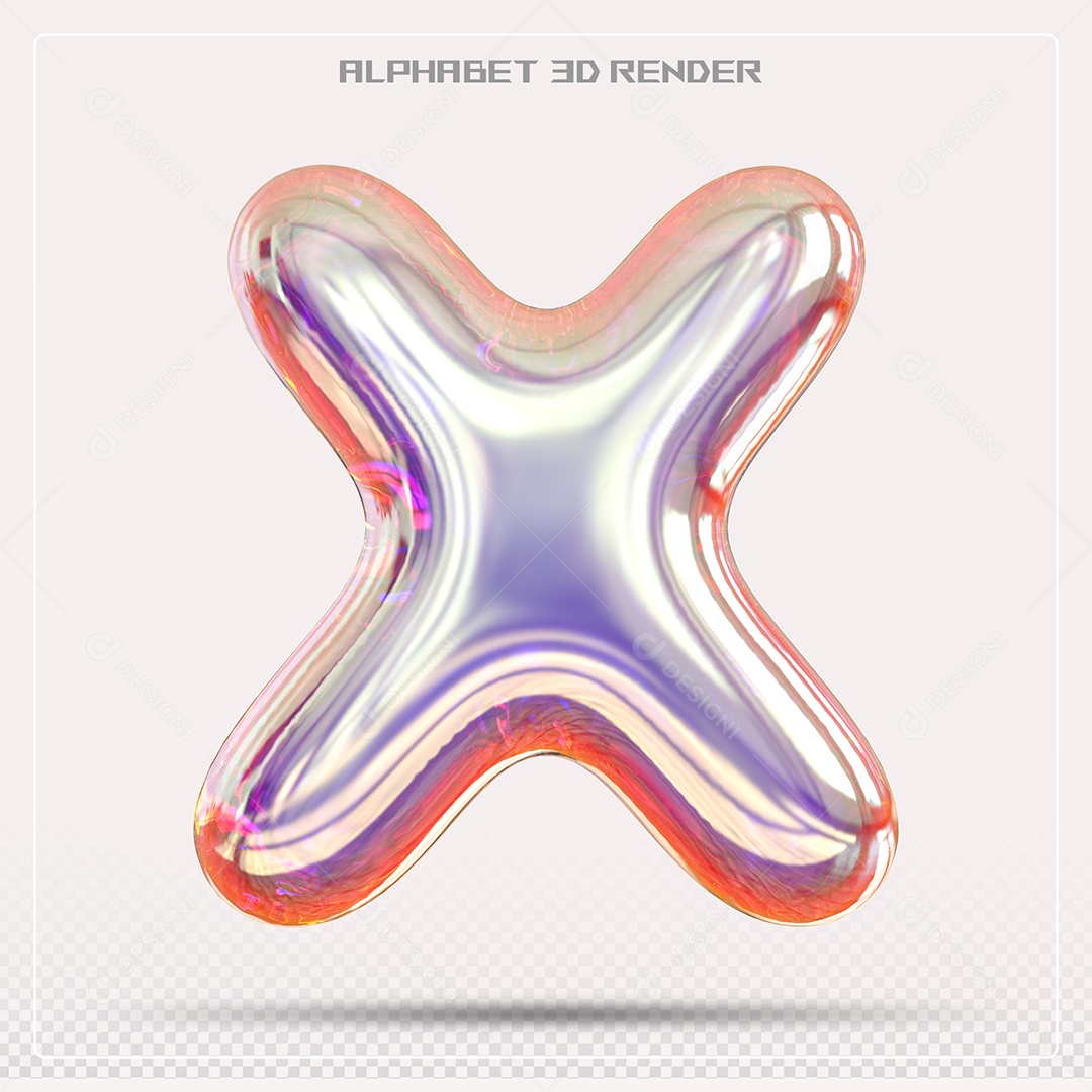 Elemento 3D Letra X Colorida Para Composição PSD