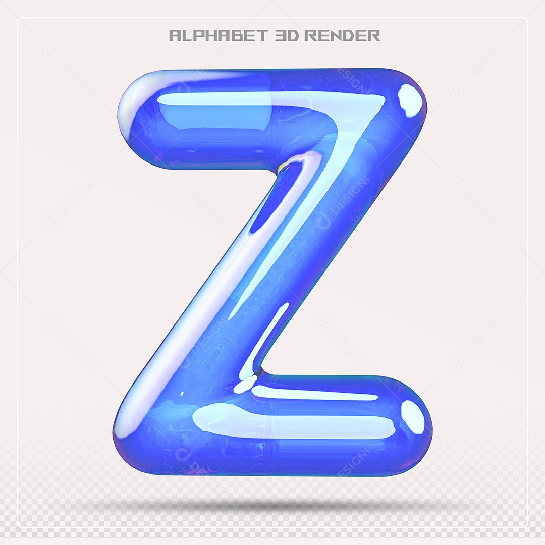 Elemento 3D Letra V Azul Para Composição PSD