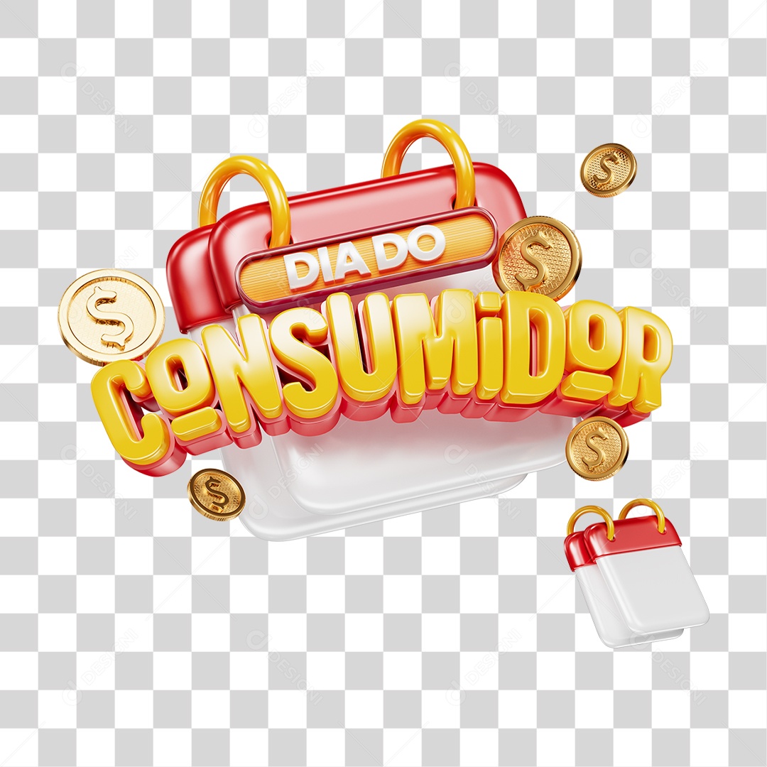Selo 3D Dia do Consumidor PNG Transparente
