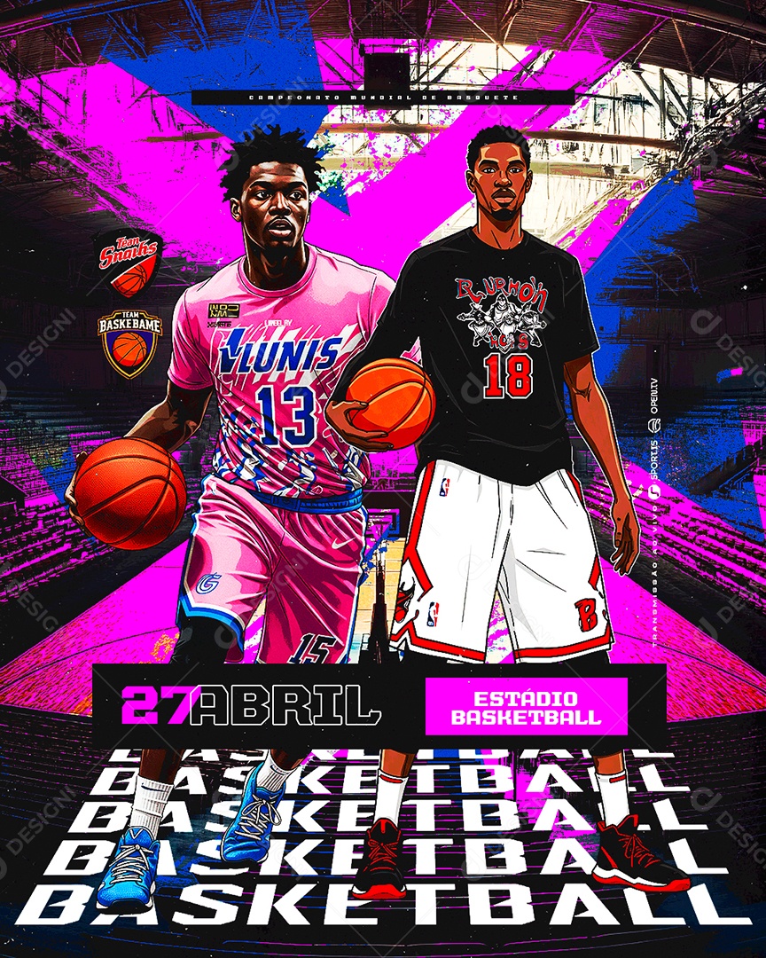 Estádio Basketball Social Media PSD Editável