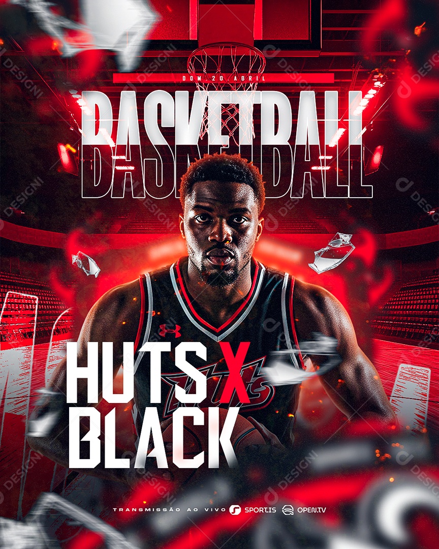 Basketball Huts x Black Social Media PSD Editável