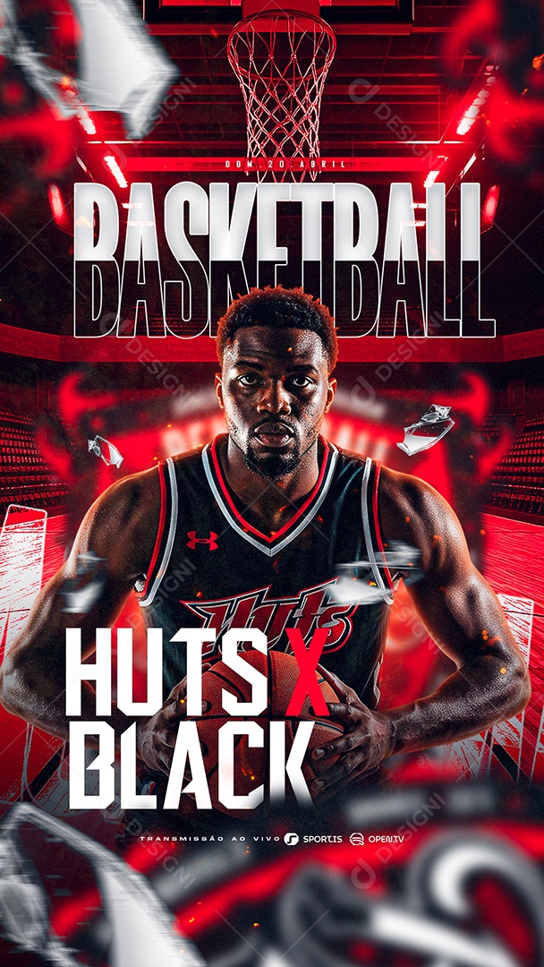 Story Basketball Huts x Black Social Media PSD Editável