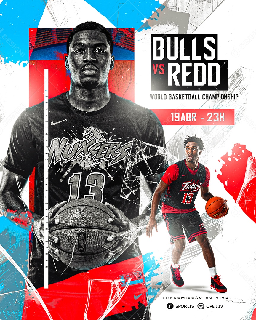 World Basketball Championship Bulls VS Redo Social Media PSD Editável