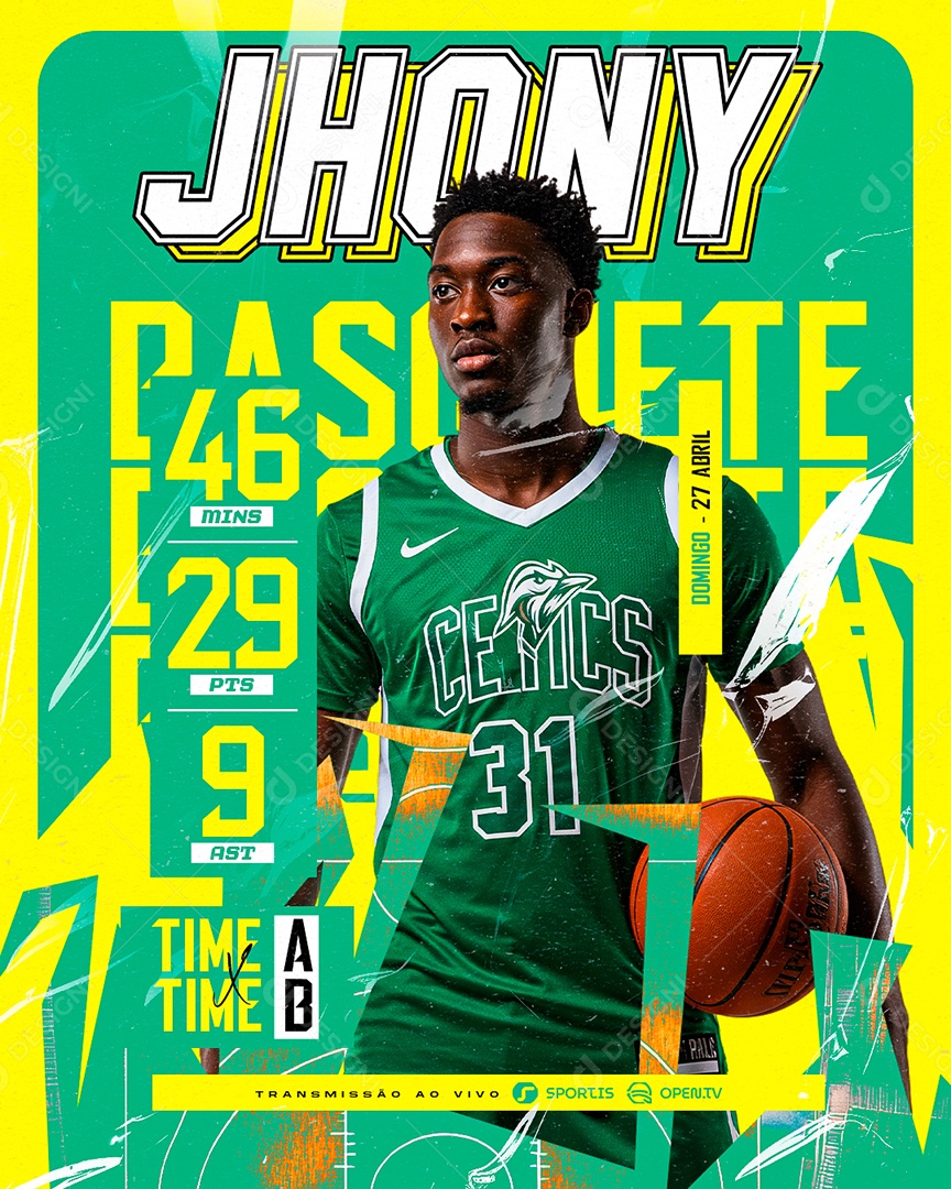 World Basketball Championship Jhony Basquete Social Media PSD Editável