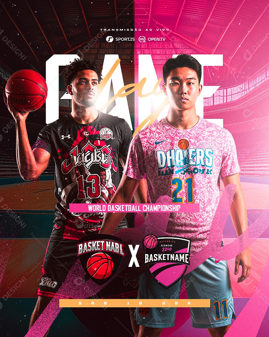 World Basketball Championship Game Day Social Media PSD Editável