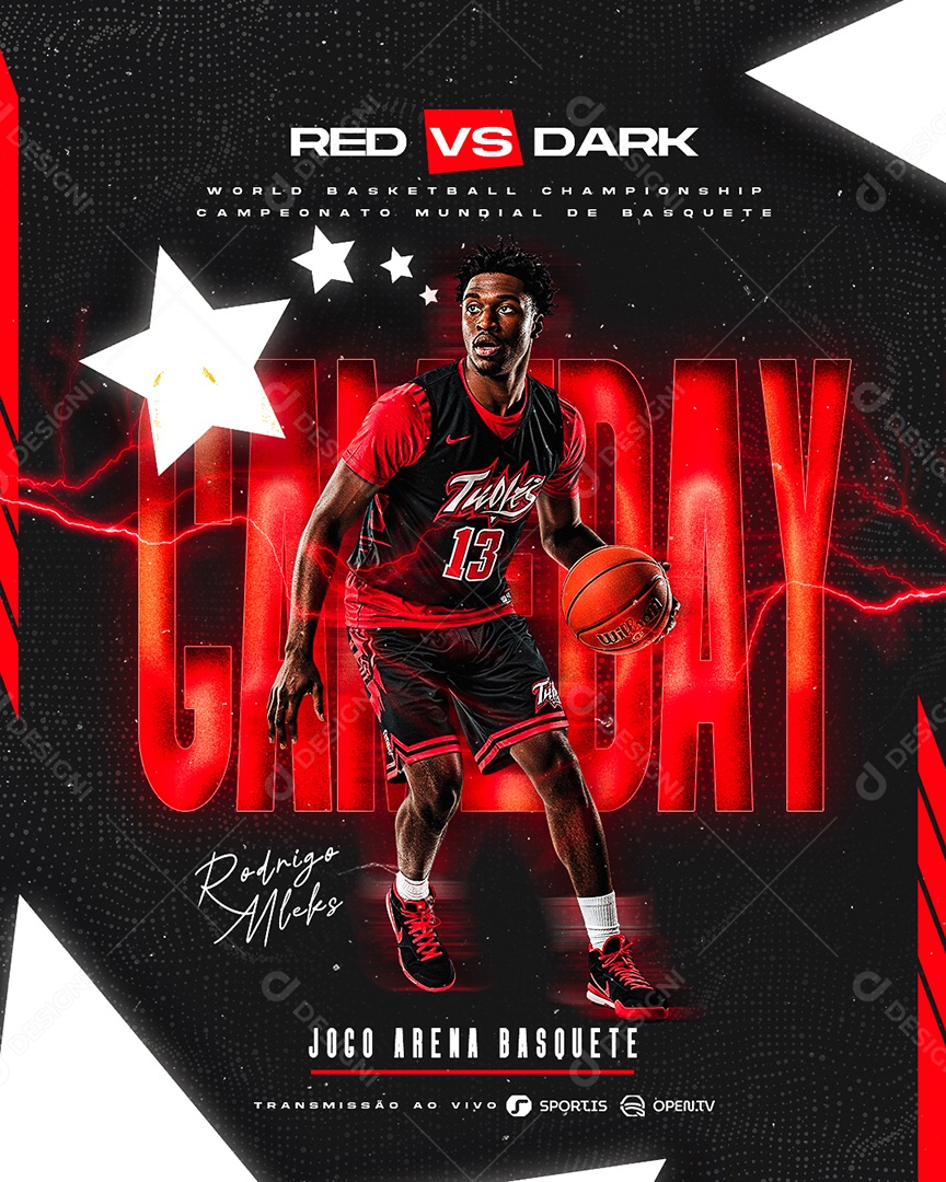 Jogo Arena Basquete Red VS Dark Social Media PSD Editável
