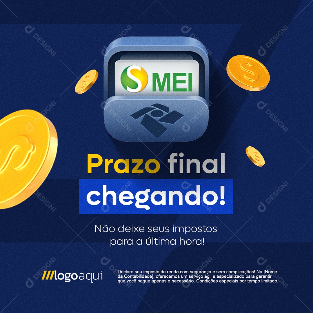 Imposto Prazo Final Chegando Social Media PSD Editável