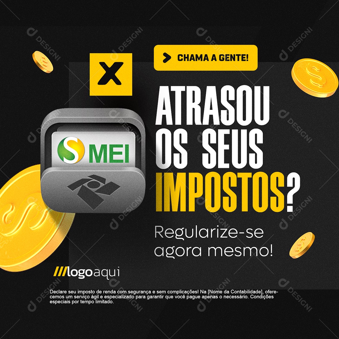 Atrasou os Seus Impostos Social Media PSD Editável