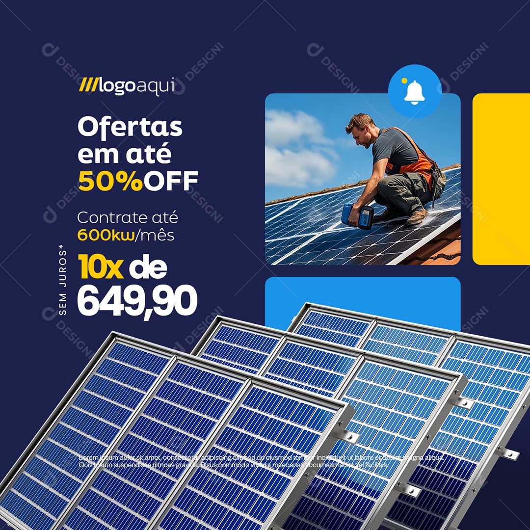 Energia Solar Ofertas Contrate Social Media PSD Editável