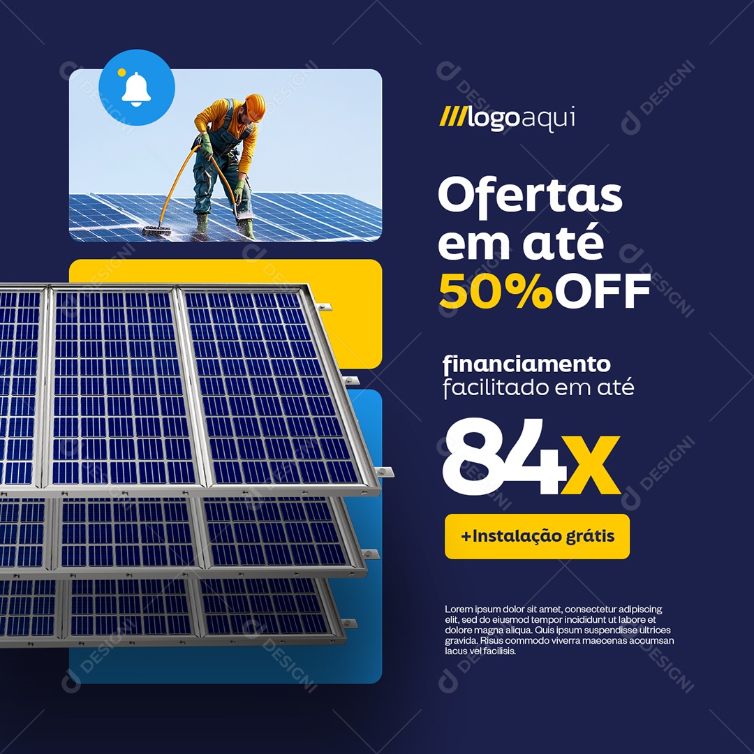 Energia Solar Ofertas em Até 50% Off Social Media PSD Editável
