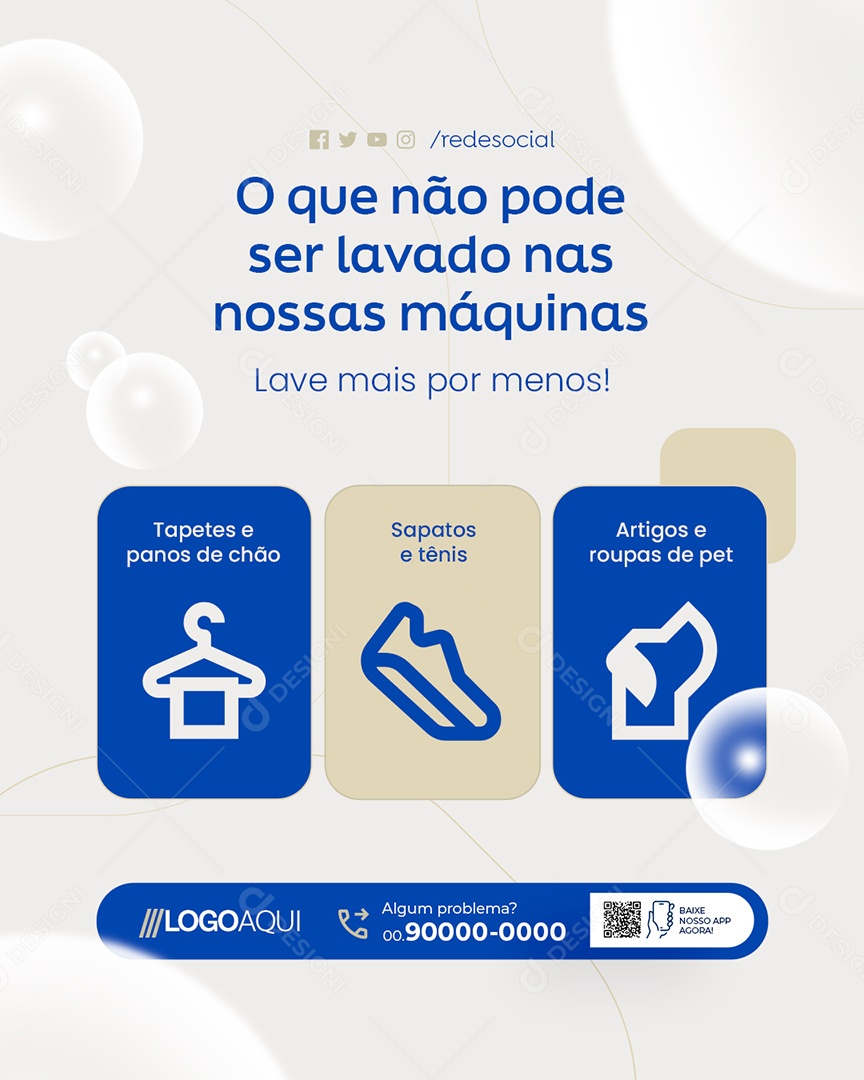 Lavanderia O Que Não Pode Ser Lavado Social Media PSD Editável