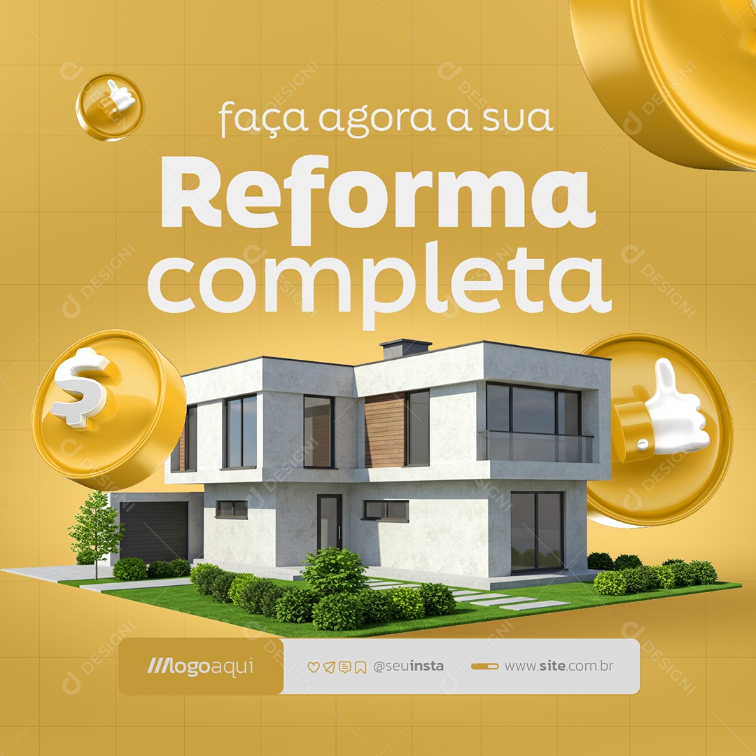 Construtora Faça Agora a Sua Reforma Completa Social Media PSD Editável