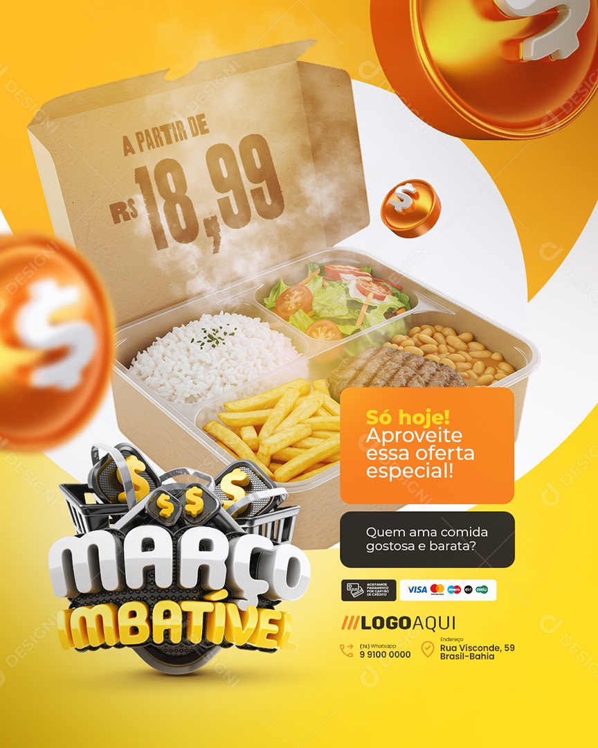Março Imbatível Marmitas Só Hoje Social Media PSD Editável