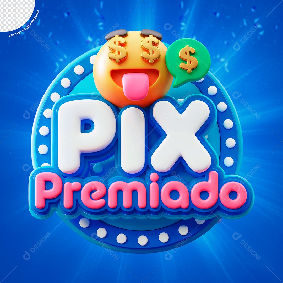 Selo 3D Pix Premiado Para Composição PSD