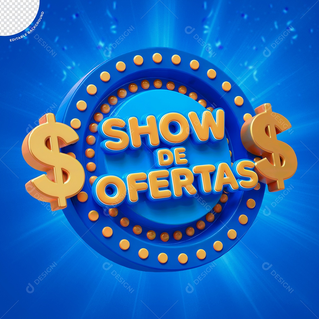 Selo 3D Show de Ofertas Para Composição PSD