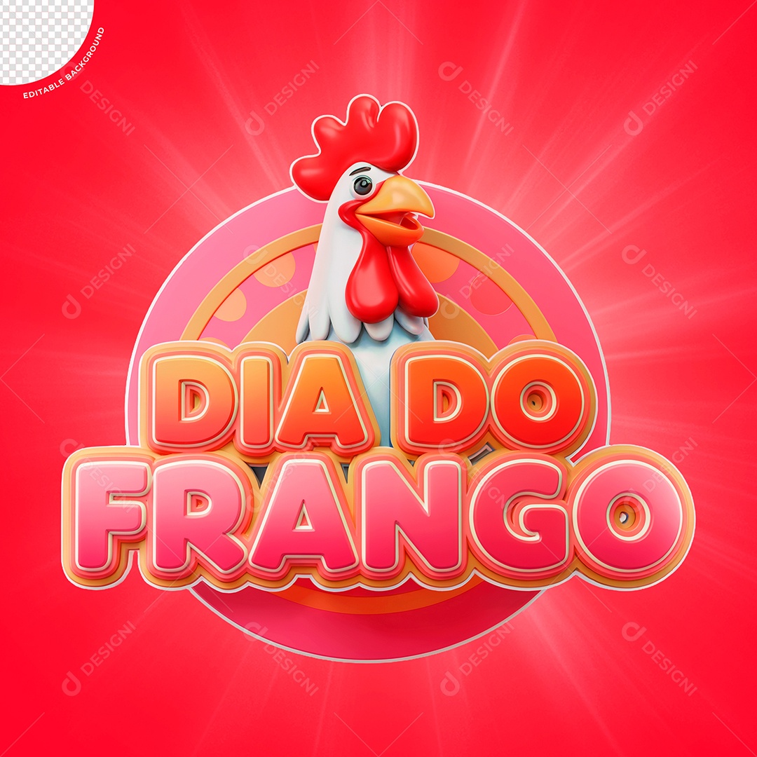 Selo 3D Dia do Frango Para Composição PSD