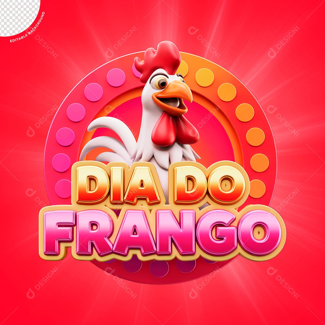 Selo 3D Dia do Frango Para Composição PSD