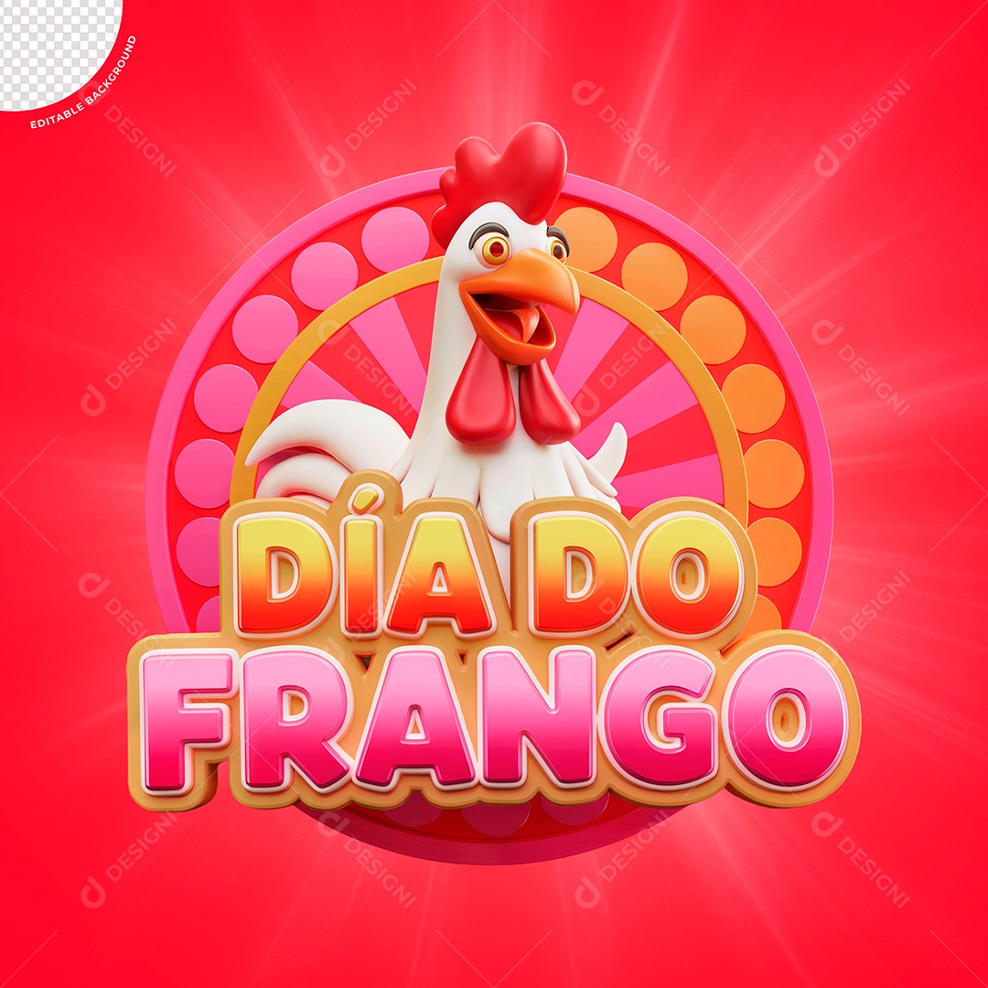 Selo 3D Dia do Frango Para Composição PSD