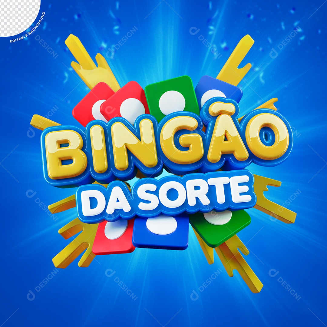 Selo 3D Bingão Da Sorte para Composição PSD
