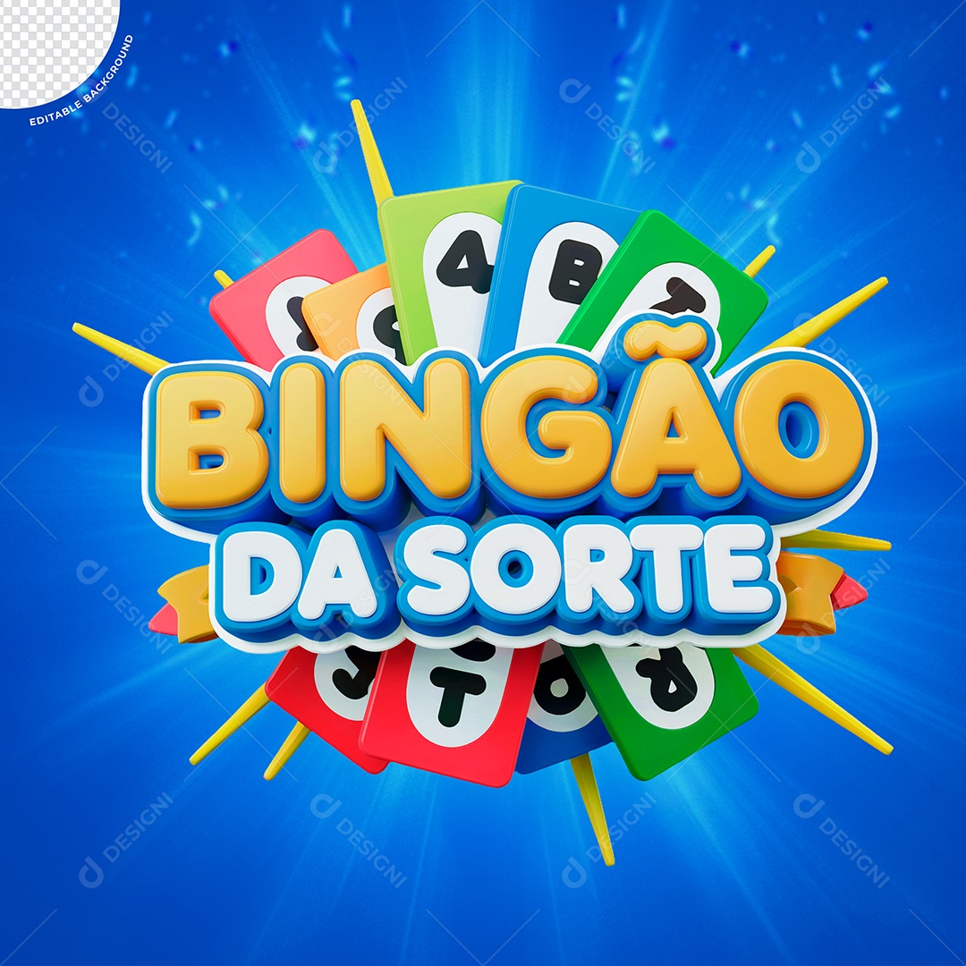 Selo 3D Bingão Da Sorte para Composição PSD