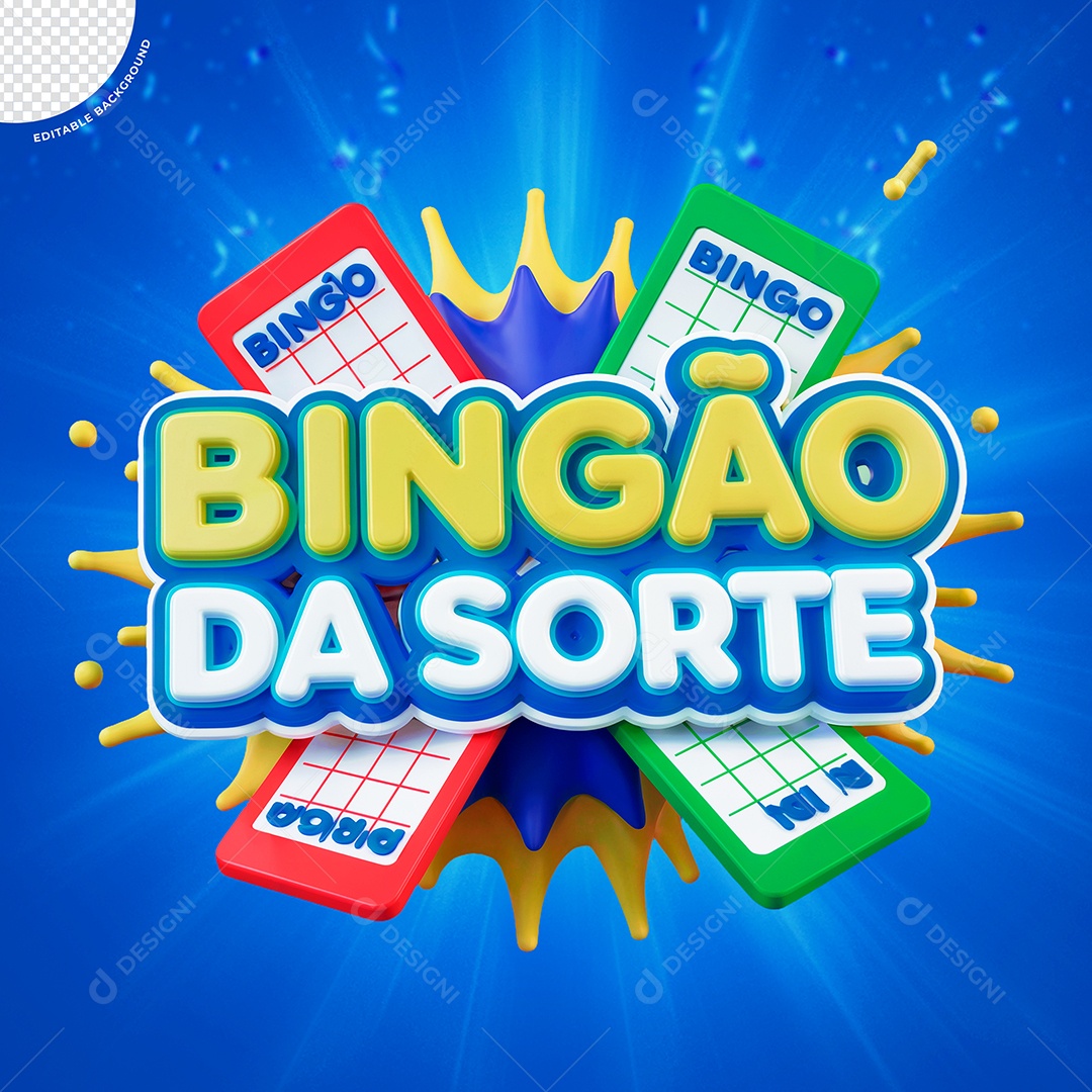 Selo 3D Bingão Da Sorte para Composição PSD