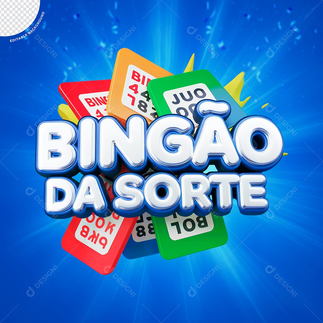 Selo 3D Bingão Da Sorte para Composição PSD