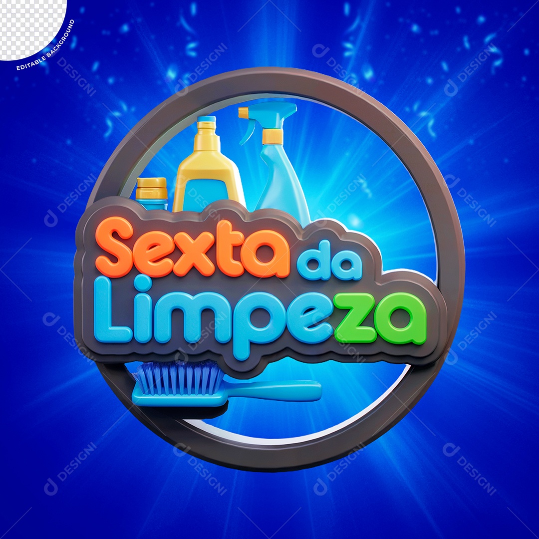 Selo 3D Sexta da Limpeza para Composição PSD